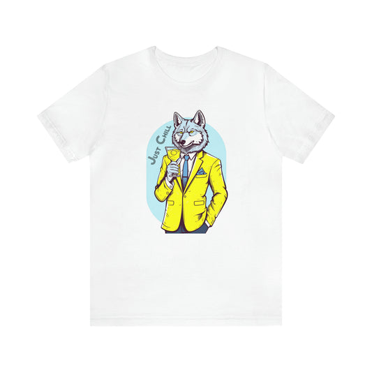 Chill Vibes - Wolf in Yellow Pop Art T-Shirt - White Premium T-shirt