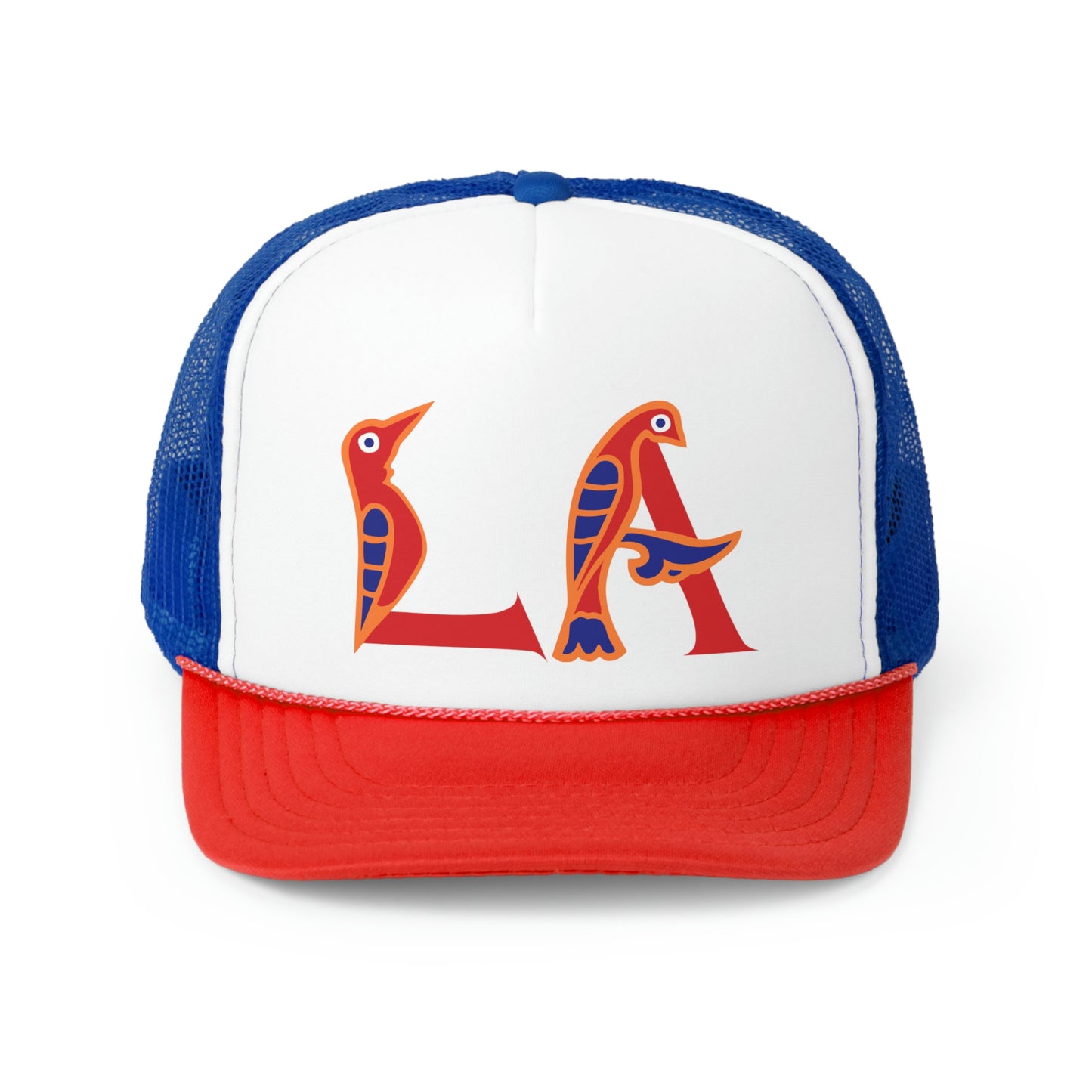 LA Bird-Letter Red-Blue Trucker Cap - Bold & Stylish Accessory