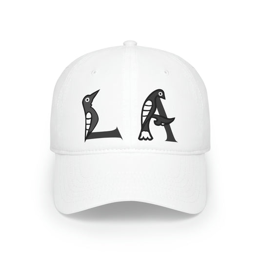 White Low Profile Baseball Cap with Greyscale LA Logo