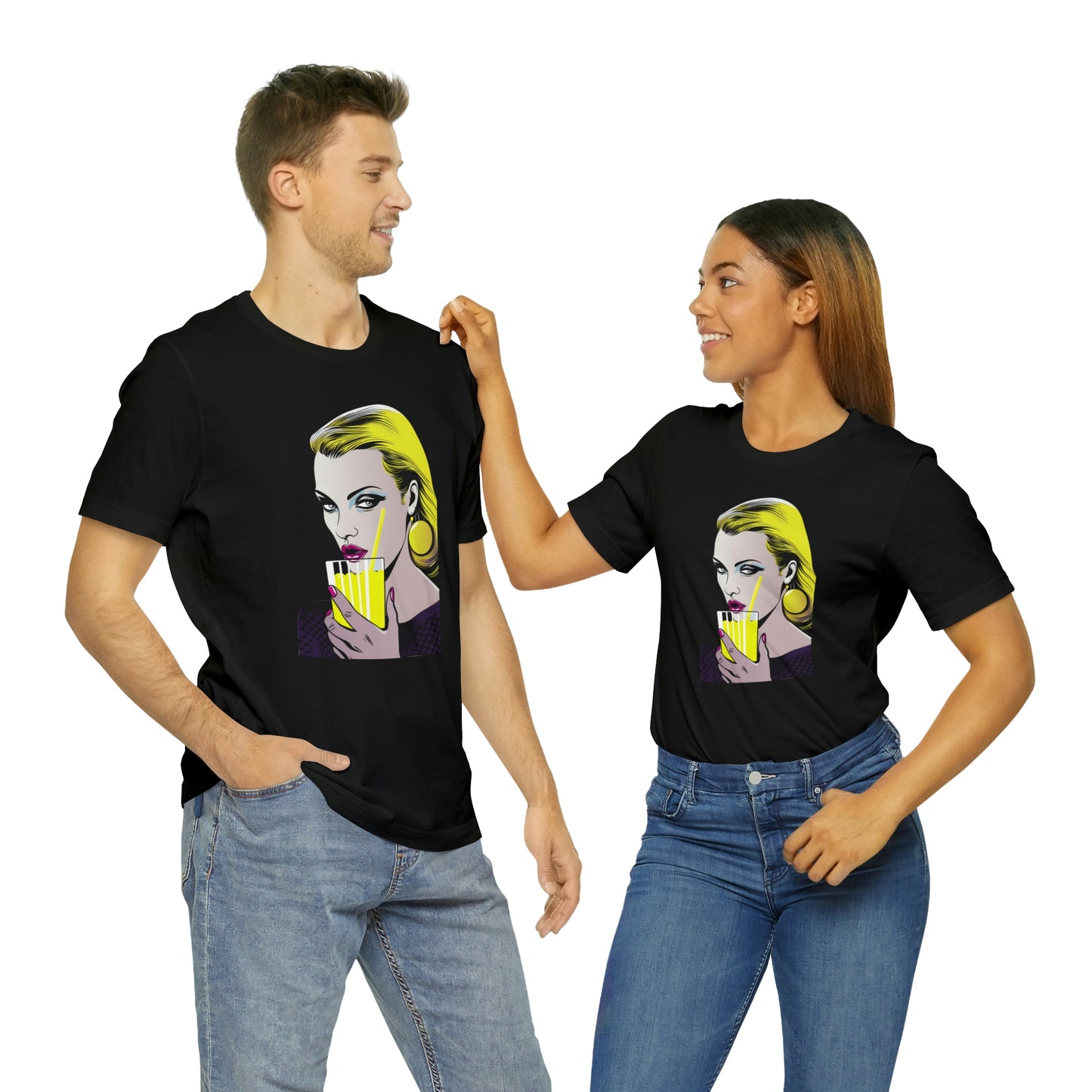 Girl with Lemonade Pop Art - Black Premium T-shirt
