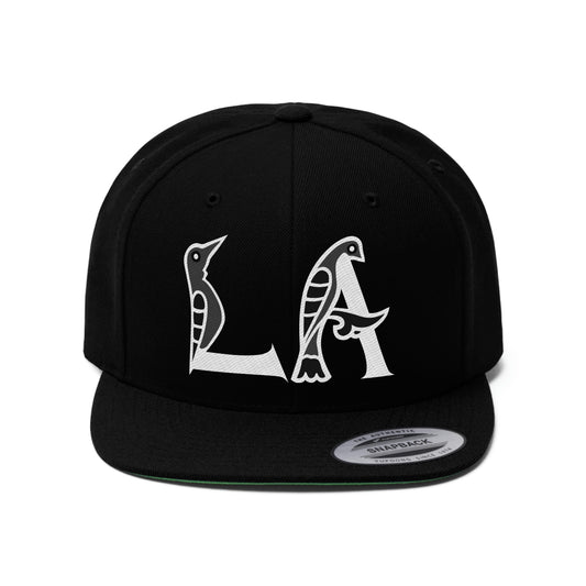 All Black Green Underbill Flat Bill Hat with Grey Scale LA Logo
